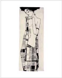  Inkttekening: Staand meisje in geruite doek, 1908 - 1909