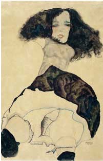 Tekening: meisje met zwart haar, 1911