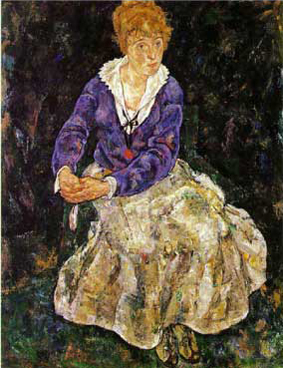 Schilderij: Portret van Edith Schiele, de vrouw van de kunstenaar, 1918