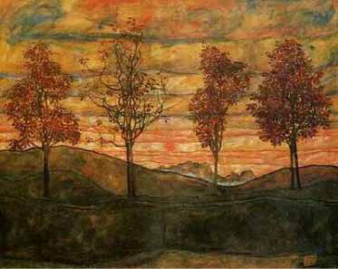 Schilderij: Vier bomen, 1917